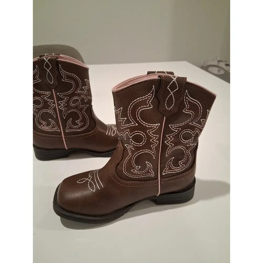 Wonder Nation Girl's Brown Western Cowboy Boots Size 9C